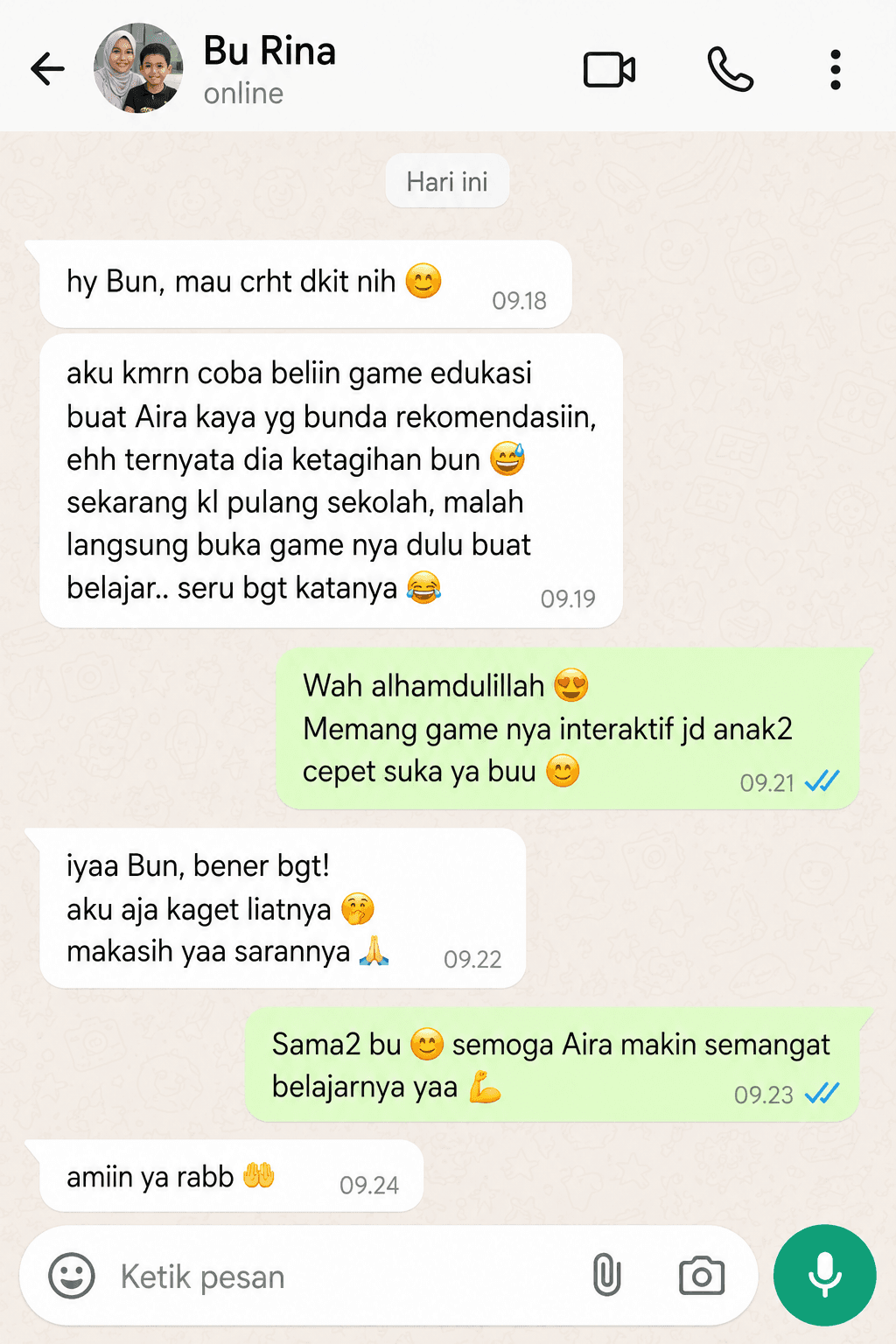 Testimoni WhatsApp orang tua #1