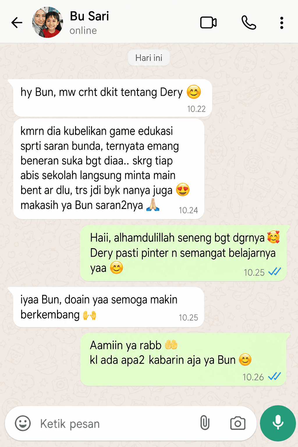 Testimoni WhatsApp orang tua #2