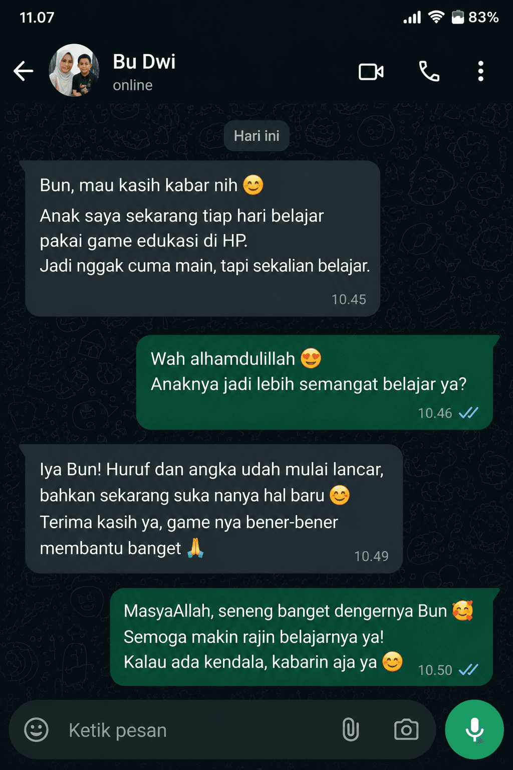Testimoni WhatsApp orang tua #7