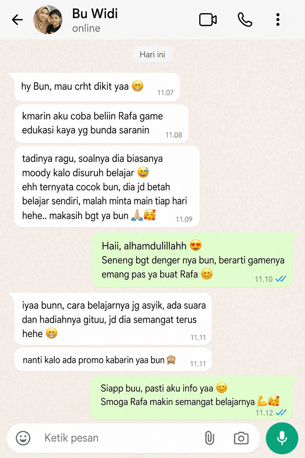 Testimoni WhatsApp orang tua #8