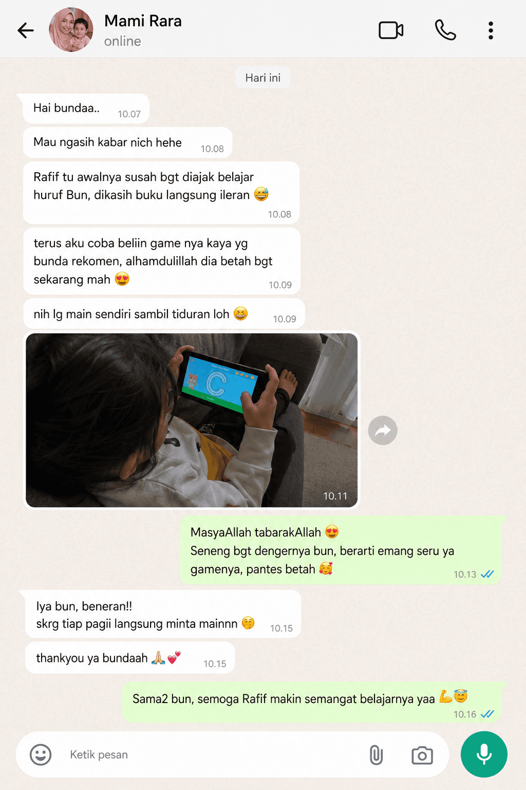 Testimoni WhatsApp orang tua #12
